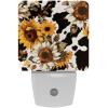 NEWzone Cow Print with Sunflowers Night Light Plug into Wall with Dusk to Dawn Light Sensors, Warm Nightlights for Bedroom, Bathroom, Hallway, Kitchen, Gifts Ideal for Girls Boys view 1