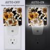 NEWzone Cow Print with Sunflowers Night Light Plug into Wall with Dusk to Dawn Light Sensors, Warm Nightlights for Bedroom, Bathroom, Hallway, Kitchen, Gifts Ideal for Girls Boys view 2