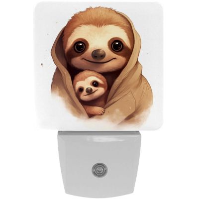 NEWzone Mom and Baby Sloths Night Light Plug into Wall with Dusk to Dawn Light Sensors, Warm Nightlights for Bedroom, Bathroom, Hallway, Kitchen, Gifts Ideal for Girls Boys