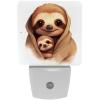 NEWzone Mom and Baby Sloths Night Light Plug into Wall with Dusk to Dawn Light Sensors, Warm Nightlights for Bedroom, Bathroom, Hallway, Kitchen, Gifts Ideal for Girls Boys view 1