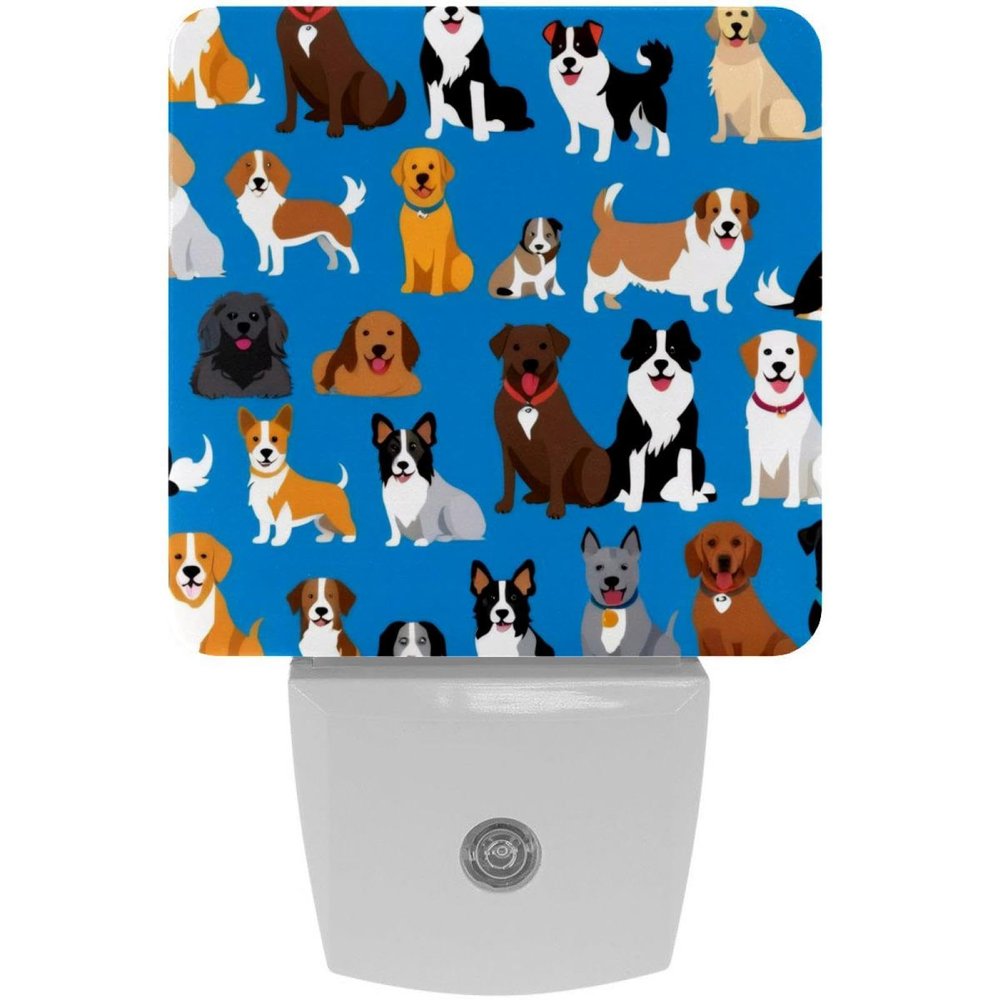NEWzone Dogs Night Light Plug into Wall with Dusk to Dawn Light Sensors, Warm Nightlights for Bedroom, Bathroom, Hallway, Kitchen, Gifts Ideal for Girls Boys