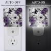 NEWzone Purple Daisy Butterflies Night Light Plug into Wall for Girls Boys Room, Decorative Nightlights Auto Sensor Led Lights Wall Decor Gifts for Women Nightlight, 2 Pack view 2