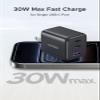 UGREEN 3-Port 30W USB C Charger Block, GaN II Type C Fast Charging, Black view 3