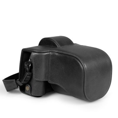 MegaGear Genuine Leather Camera Case for Fujifilm X-T50 (16-50mm & 18-55mm)- Stylish and Protective - Black