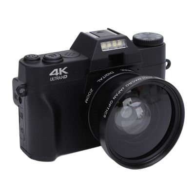4K Digital Camera, 56MP 16X Digital Zoom 270 Deg Rotation Touchscreen Compact Camera for Photography Vlogging with 32GB SD Card Anti Shake Flash 2 Batteries