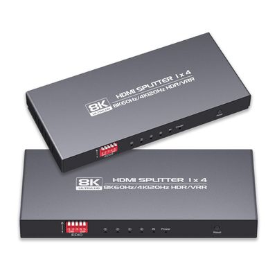 Diaogenlee 8K HDMI Splitter 1x4 8K@60Hz, 4K@120Hz, HDMI 2.1 Splitter 1 in 4 Out, Downscaler EDID Mode, hue Light sync, Compatible with Xbox Series X, PS4 Pro, PS5, Blu-ray Player