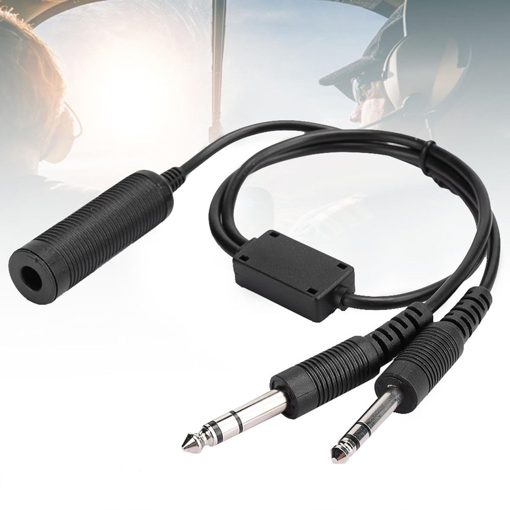 Headset Adapter Portable Headphone Adapter Cable for Helicopter to General Aviation for U174 Connectors with Dual Ga Plugs(3/16" Mic Plug 1/4" Speaker Plug) to Nexus 4 Conductor Plug Play Design