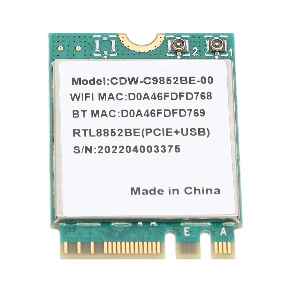 1800Mbps Network Card RTL8852BE, MU MIMO 2.4Ghz 5Ghz Band M.2 Adapter for Laptop PC, Supporting 10 11, for Linux with 5.2
