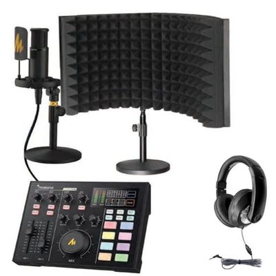 MPSK-CT2-XLR Media Production Studio Kit Content Creation Tools #2, Includes: Podcast Kit, Portable Mixer Production System, Headphones & XLR Microphone