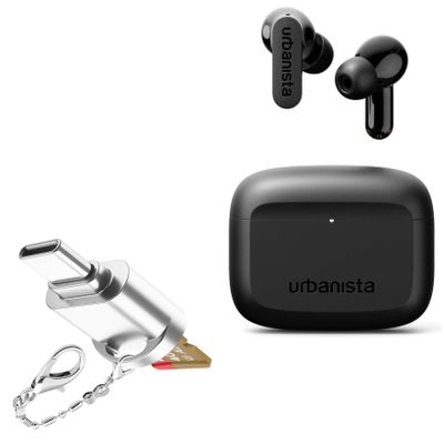 BoxWave Adapter Compatible with Urbanista Palo Alto - Micro SD Card miniReader, USB Type-C OTG Reader USB3.0 Adapter Keychain - Metallic Silver