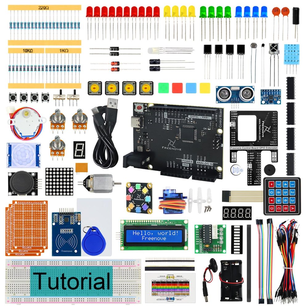 Freenove Ultimate Starter Kit with Board V5 Rev4 Mini (Compatible with Arduino IDE), Arm Cortex-M4 Microcontroller, 399-Page Detailed Tutorial, 220 Items, 78 Projects
