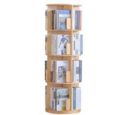 All Solid Wood Rotating Bookcase Floor Standing Multi-Tier Shelf Smooth Polished Edges Thick Base Safe to use Suitable for a Wide Range of Applications(Wood Colour,138 * 45cm)