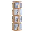 All Solid Wood Rotating Bookcase Floor Standing Multi-Tier Shelf Smooth Polished Edges Thick Base Safe to use Suitable for a Wide Range of Applications(Wood Colour,138 * 45cm) view 1