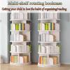 360 Rotating Bookshelf Wooden Floor Standing Multi-Tier Bookshelf Wide Base Strong Load-Bearing Capacity no wobbling in use Plenty of Storage Space(White) view 3