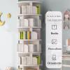 360 Rotating Bookshelf Wooden Floor Standing Multi-Tier Bookshelf Wide Base Strong Load-Bearing Capacity no wobbling in use Plenty of Storage Space(White) view 4