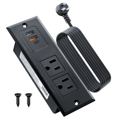 DOACE Recessed Power Strip with USB C Fast Charging Conference Recessed Outlet,Space-Saver for Furniture Side Table,2 AC Outlets,3 USB Ports,6ft Cord, for Home