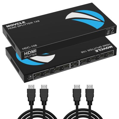 HDMI Splitter 1 in 8 Out, 8-Port Powered HDMI Splitter 1 in 2 Out/3 Out/4 Out /8 Out, 4K@30Hz 3D Multi Monitor Outputs, HDMIs Hub for Multiple Monitors, HDMIs Splitters for Projector, Monitor, HDTV