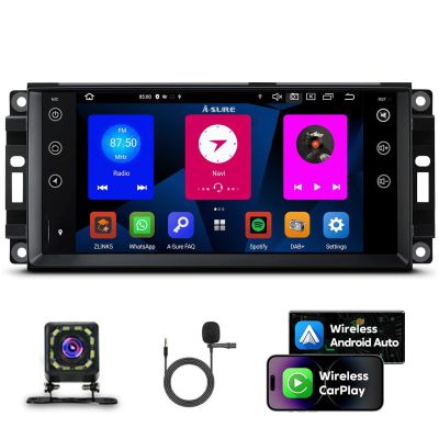 Alikali 7" Android 13 Car Stereo w/Wireless Carplay Android Auto for Dodge Challenger 2008 2009 2010 2011 2012 2013 2014 Double Din Car Audio Receiver w/WiFi GPS Bluetooth/FM/DSP/AHD Mic - 1+16G