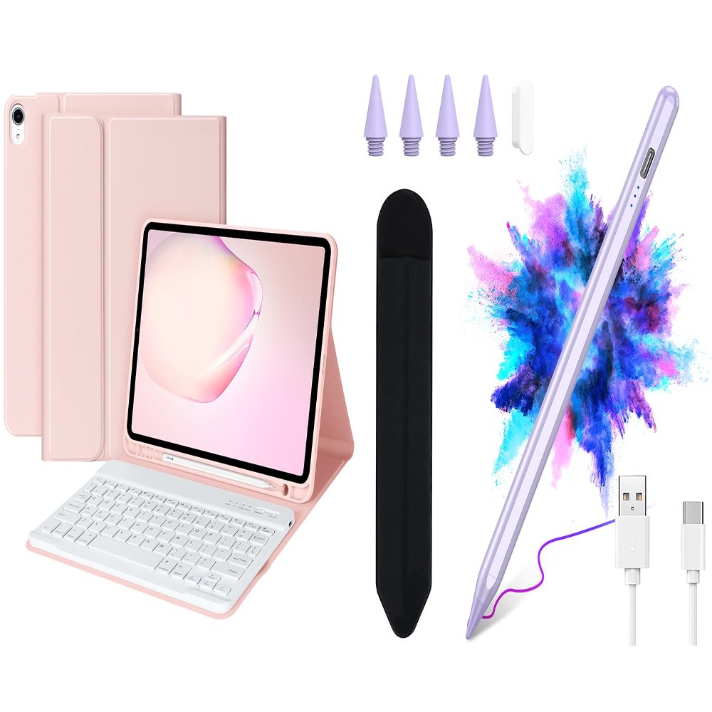 BQSS Keyboard Case for iPad Air 11" (M2) 2024 Detachable Keyboard Case for iPad Air 5th Generation & Stylus Pen for iPad 10th/9th/8th/7th/6th Gen