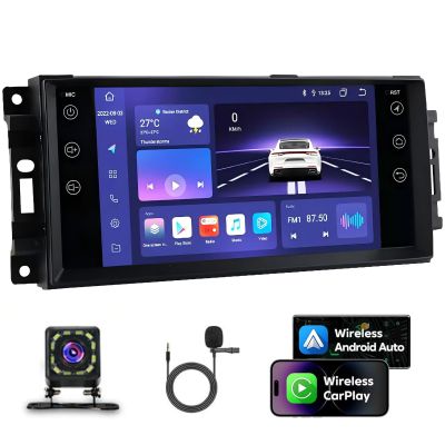 Alikali 7" Android 13 Car Stereo w/Wireless Carplay Android Auto fit for Jeep Wrangler JK 2007 2009 2010 2011 2012 2013 2014 2015 2016 2017 Car Audio Receiver w/WiFi GPS Bluetooth/FM/DSP/AHD Mic