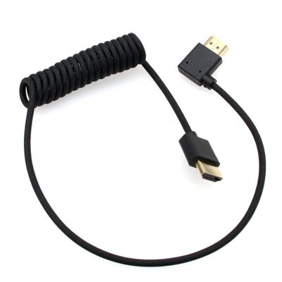 HangTon HDMI 8K 4K 60p Cable for ATOMOS Ninja V SmallHD Ultra Sony Venice Z190 Canon XF705 Lumix S5II X G9 Z8 Camera Portkeys Teradek, Left Angle Type A HDMI 2.1 Braided Coiled 50cm