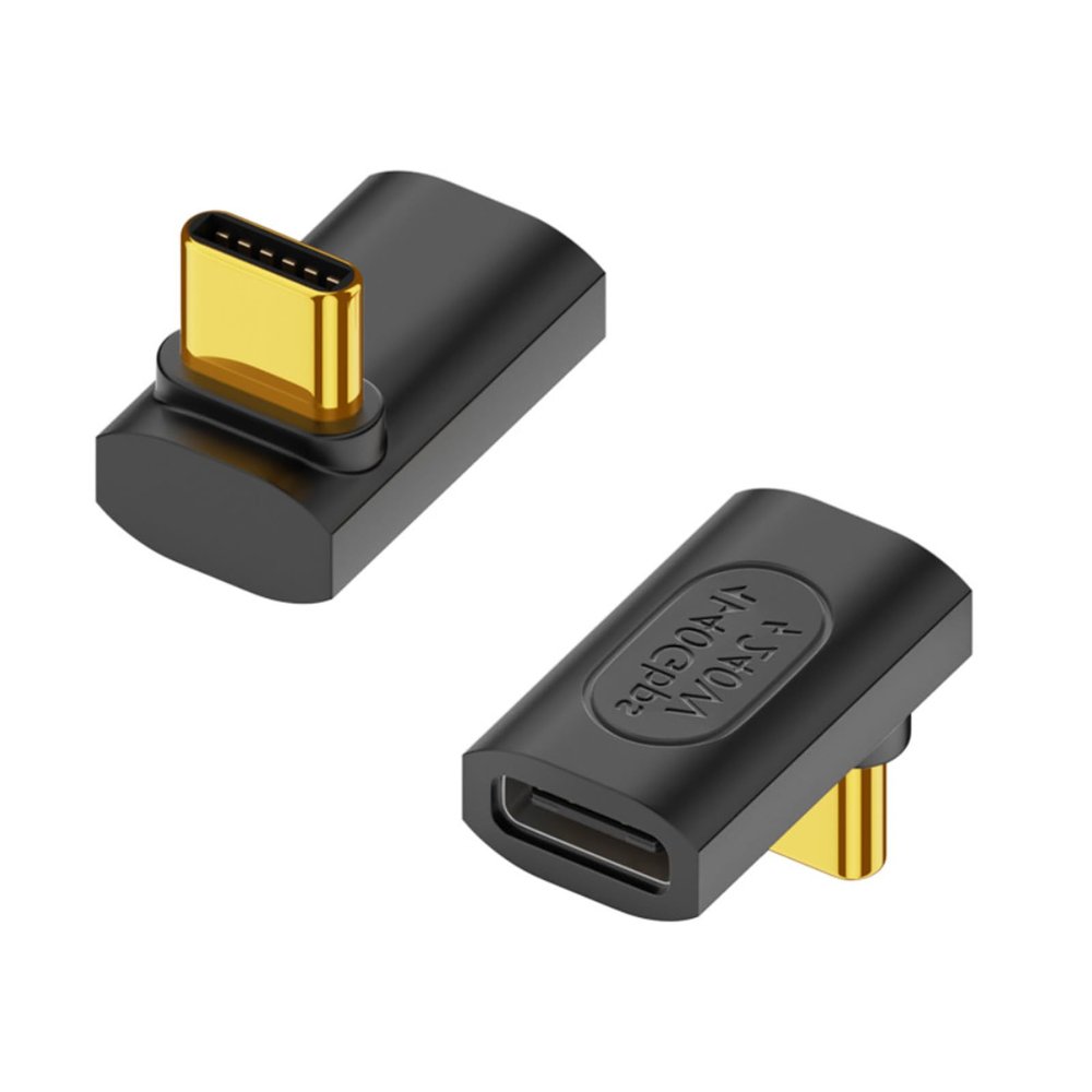 Duttek USB C 90 Degree Adapter 240W, 40Gbps USB C Male to Female Adapter, USB C Angle Adapter Compatible with Thunderbolt 4 for Steam Deck, MacBook, Switch, iPhone 15 2 Pack