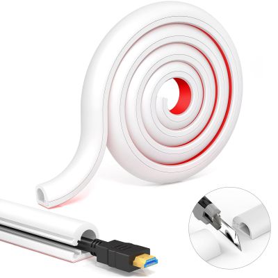 LHRHTK Wall Cord Cover 39 Inch - Self Adhesive Wire Hiders for TV on Wall, Flexible Cable Cover Raceway for Home and Office W0.59 H0.39in White