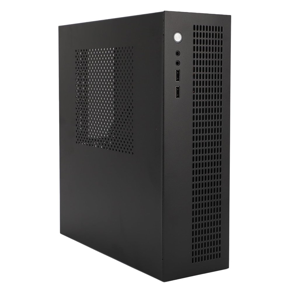 MATX ITX Small PC Case, USB2.0 Interface Cooling Fan Support SSD HDD, Steel Plate Mini Computer Case, Compact Design for Gaming