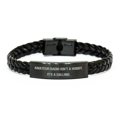 Amateur Radio Gifts for Men-Women-Friends-Coworkers from Family with Interlaced Leather Bracelet, Christmas Unique Gifts