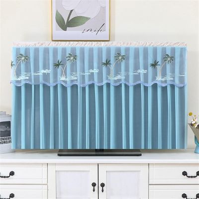 TTOBHF Tv Covers Dust Cover Lace, Universal Painting Tv Screen Protectors, Tv Enclosure for Moving, Decoration Televisions Dustproof Cabinet(65inch,Blue B)