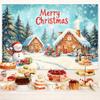 10X10ft Christmas Gingerbread House Photo Backdrop Photography Background, Blue Xmas Winter Pine Trees Snowman Backdrops Photo Booth Prop Decorations Wall Decor Banner Tablecloth view 3