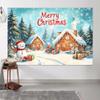 10X10ft Christmas Gingerbread House Photo Backdrop Photography Background, Blue Xmas Winter Pine Trees Snowman Backdrops Photo Booth Prop Decorations Wall Decor Banner Tablecloth view 4