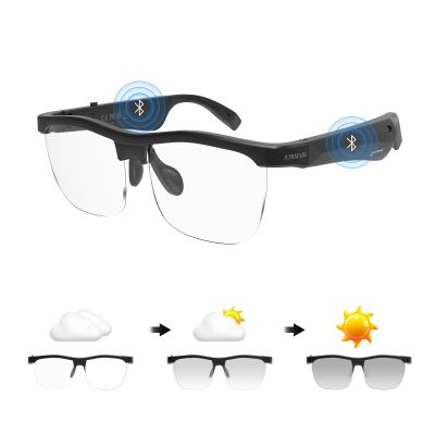 AIRMARS Smart Glasses for Men and Women, Built-in Mic & Speakers, Voice Control, Blue Light Filtering, Photochromic Lenses, UV Protection Audio Sunglasses (Photochromic)