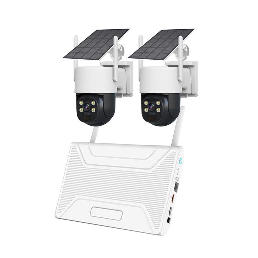 AKAVIG 4CH Outdoor Solar Power Security Camera Kit with 2 Cameras, 3MP Wireless WiFi Solar Surveillance NVR System with Motion Detection, Two Way Audio