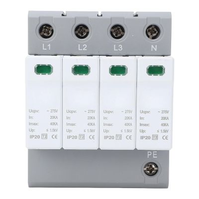 4P Protective Device with Flame House Protector, 40KA AC275V Fireproof Low Voltage Arrester for AC Power System