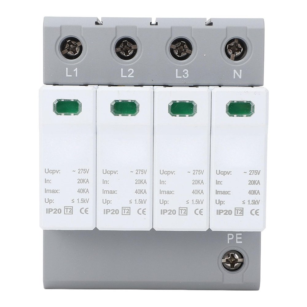 4P Protective Device with Flame House Protector, 40KA AC275V Fireproof Low Voltage Arrester for AC Power System