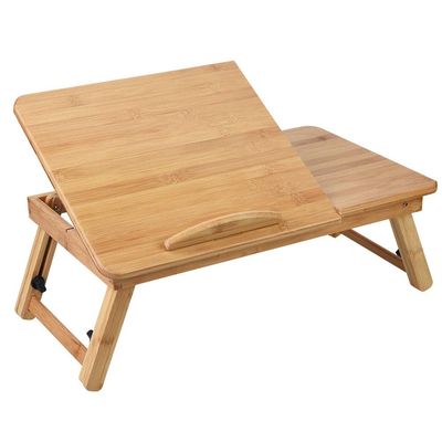Portable Laptop Stand, Foldable Wooden Bamboo Laptop Table, Adjustable Sofa Bed Office Laptop Stand Holder (50 * 30 Without Drawer)