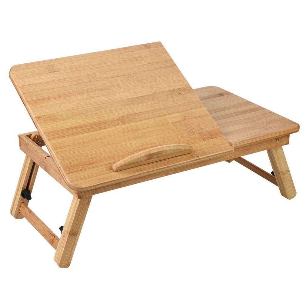 Portable Laptop Stand, Foldable Wooden Bamboo Laptop Table, Adjustable Sofa Bed Office Laptop Stand Holder (50 * 30 Without Drawer)