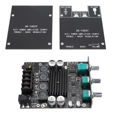 2x100W 5.0 Amplifier Board, Treble Bass Control, DC1224V, BT AUX Inputs, 2.0 Channel Stereo AMP Board for DIY Speakers