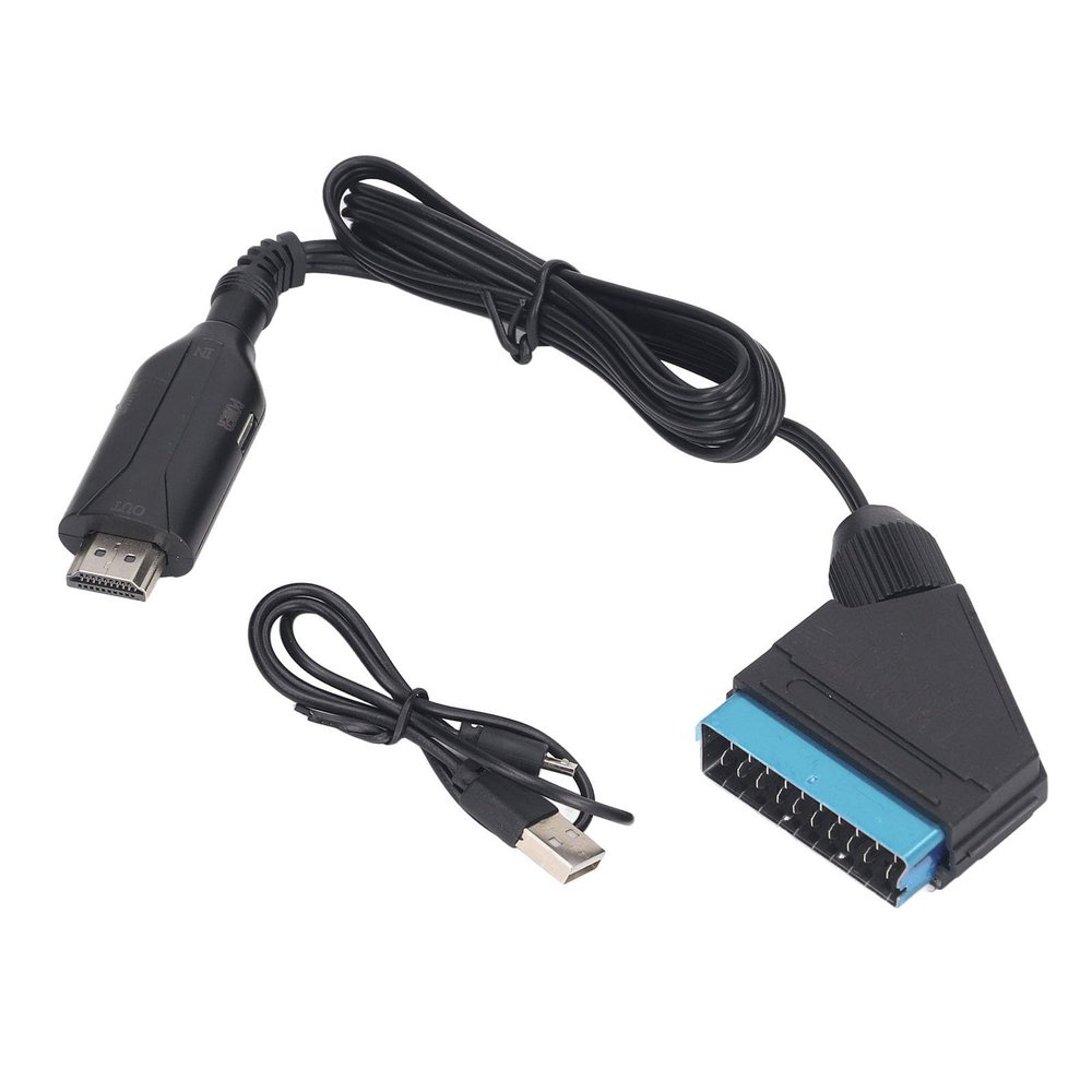 SCART to HD Multimedia Interface Converter 720P 1080P SCART HD Multimedia Interface Converter for VCR VHS DVD (Black)