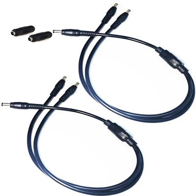 Power Supply Y Splitter Cable 1 Male to 2 Male Cord with 5.5mm x 2.1mm Tip Connector for Surveillance Camera,CCTV Security Camera,LED Strip Light,Router for DC 5V 9V 12V 20V 3A 6A Max - 2 Pack