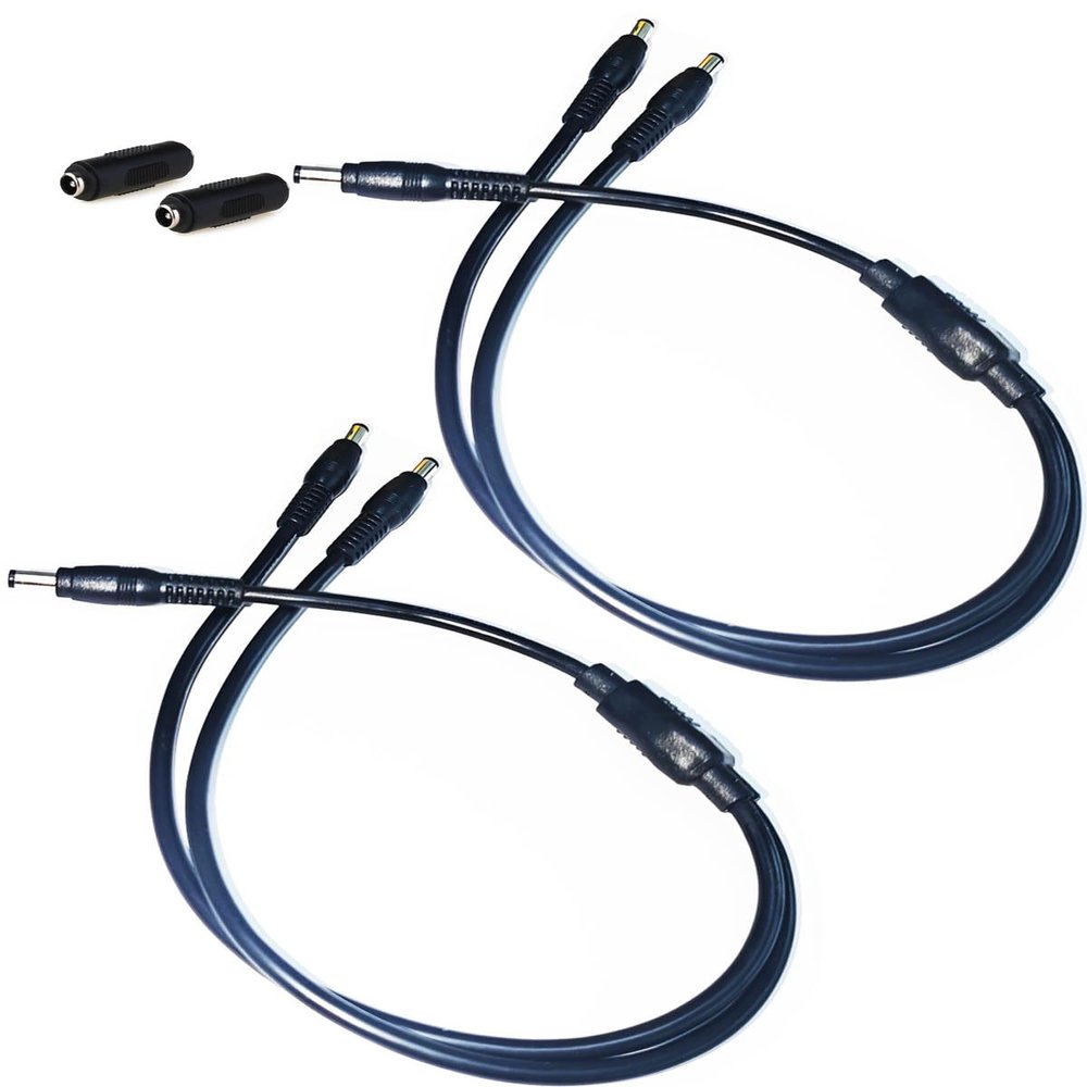 Power Supply Y Splitter Cable 1 Male to 2 Male Cord with 5.5mm x 2.1mm Tip Connector for Surveillance Camera,CCTV Security Camera,LED Strip Light,Router for DC 5V 9V 12V 20V 3A 6A Max - 2 Pack
