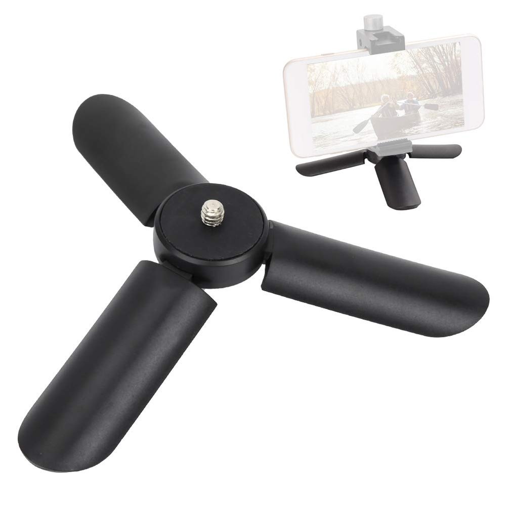 Desktop Tripod, Small Tripod with 1/4 Screw 7.5x3x3cm Black Plastic Metal Portable Mini Table Tripod Tabletop Tripod for Digital Camera Mirrorless Cameras Smartphone