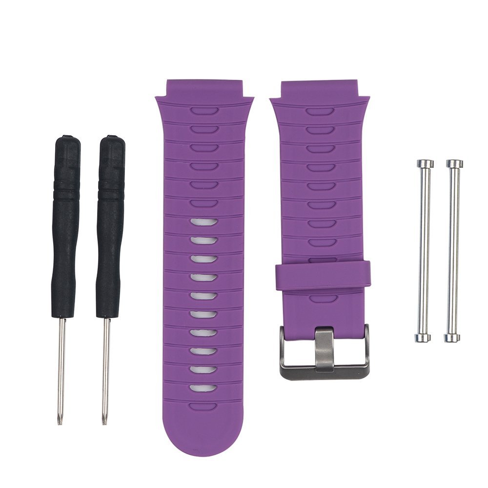 BUDAY Silicone Wristband Strap for Garmin Forerunner 920XT Watchband 920 XT Bracelet With Srews+Utility Knife Smart Watch Wriststraps(Purple)