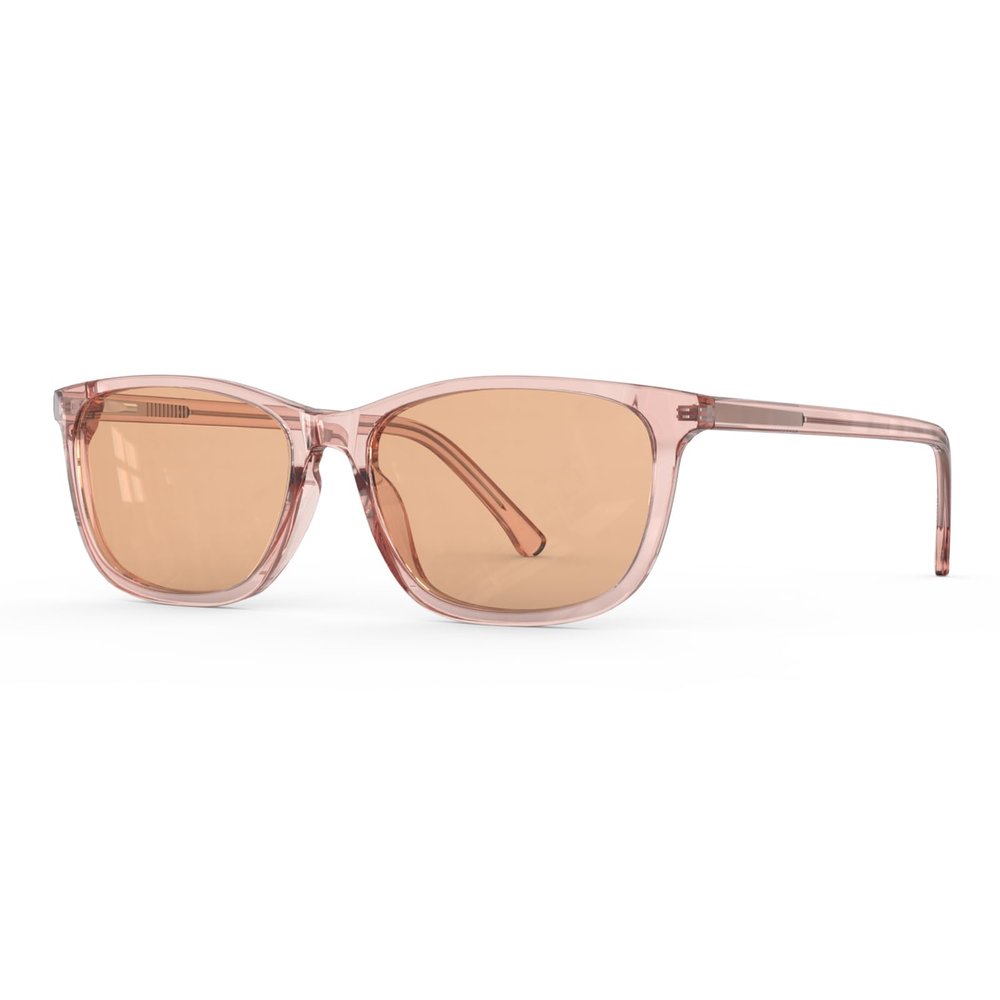 Bloomoak Rose Migraine Glasses,FL-Flex Light Sensitivity Relief Tinted Glasses for Indoor Fluorescent Glare/Women (Migraine glasses, Cinnamon Rose - Transparent Petal Pink Frame(Dark Outdoor))