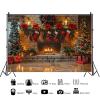 8x6ft Christmas Fireplace Backdrop Christmas Tree Xmas Stocks Brick Wall Background Eve New Year Warm Family Holiday Party Supplies Decor Kids Adult Photography Photo Studio Props view 2