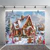 15x8ft Christmas Gingerbread House Backdrop Winter Snow Village Candy Canes Gingerbread Man Background Birthday Baby Shower Party Supplies Decor Kids Adult Photography Photo Studio Props view 3