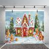 10x8ft Christmas Gingerbread House Backdrop Winter Snow Candy Canes Gingerbread Man Xmas Tree Background Birthday Baby Shower Party Supplies Decor Kids Adult Photography Photo Studio Props view 3