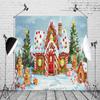 10x8ft Christmas Gingerbread House Backdrop Winter Snow Candy Canes Gingerbread Man Xmas Tree Background Birthday Baby Shower Party Supplies Decor Kids Adult Photography Photo Studio Props view 4