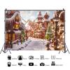 15x10ft Christmas Gingerbread House Backdrop Winter Snow Candy Home Xmas Tree Street Scene Background Birthday Baby Shower Party Supplies Decor Kids Adult Photography Photo Studio Props view 2
